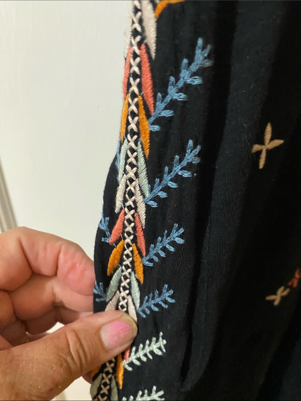 Johnny Was Black Maxi Dress with Multicolor Floral Embroidery - Picture 4 of 8